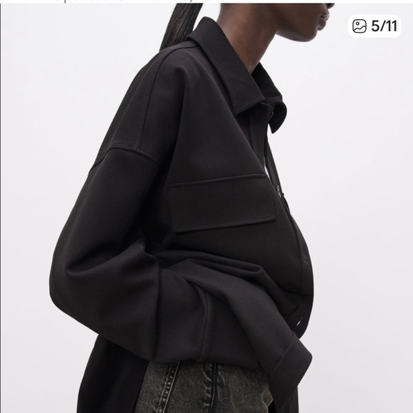 Zara Textured Weave Black OverShirt or Jacket - Picture 5 of 11